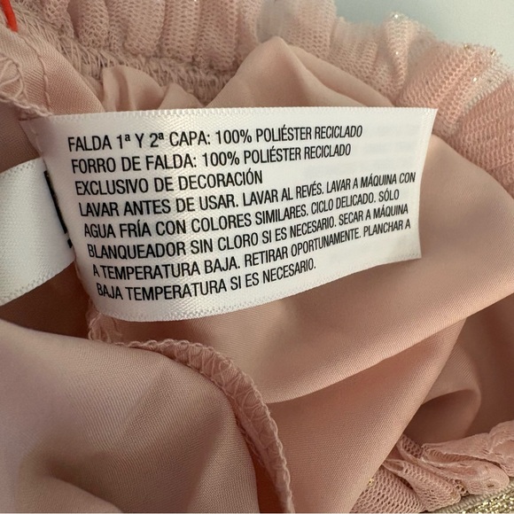 Cat and Jack Tulle Tutu Skirt NWT Blush Pink with Gold Trim Glitter Size 3T New - Picture 9 of 9